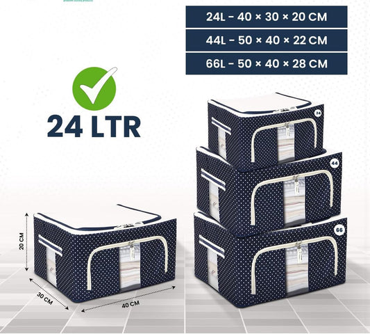 Foldable Fabric Storage Box with Zipper & Window – Clothes & Blanket Organizer (Set of 2)