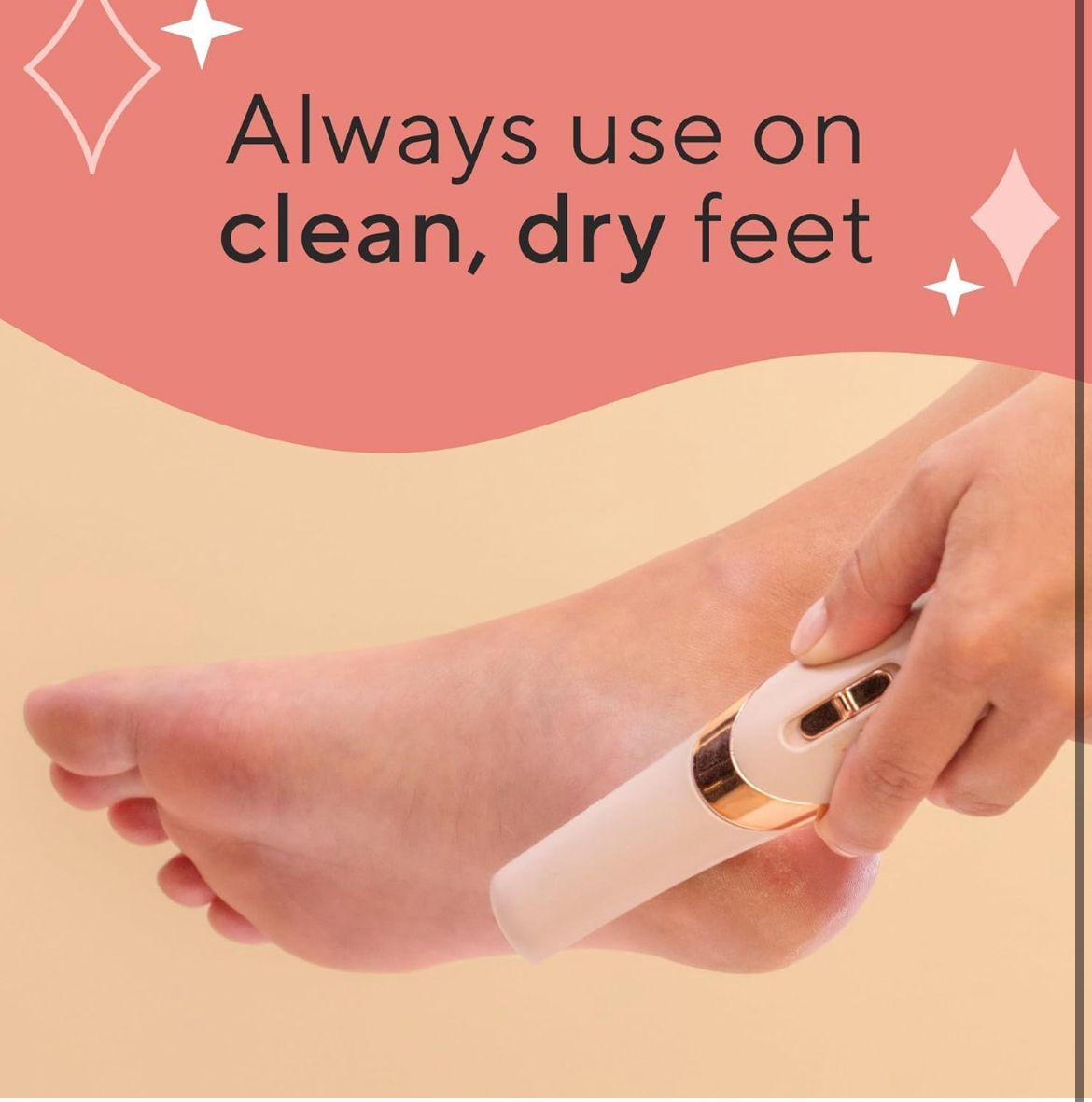 Rechargeable Electronic Pedicure Tool β Dual Speed Callus Remover with 2 Roller Heads & USB Charger (Pink & Rose Gold)