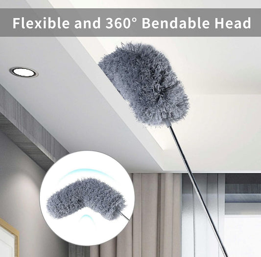 Extendable Microfiber Duster with Bendable Head – Telescopic Dust Cleaner for Ceiling Fans & High Areas