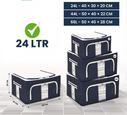 Foldable Fabric Storage Box with Zipper & Window – Clothes & Blanket Organizer (Set of 2)