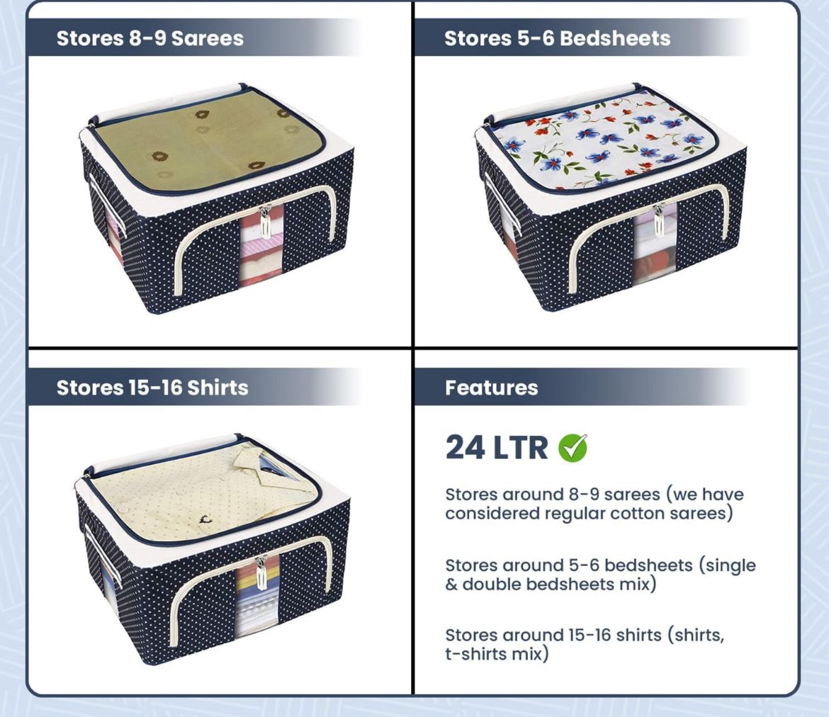 Foldable Fabric Storage Box with Zipper & Window – Clothes & Blanket Organizer (Set of 2)