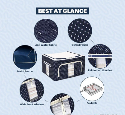 Foldable Fabric Storage Box with Zipper & Window – Clothes & Blanket Organizer (Set of 2)