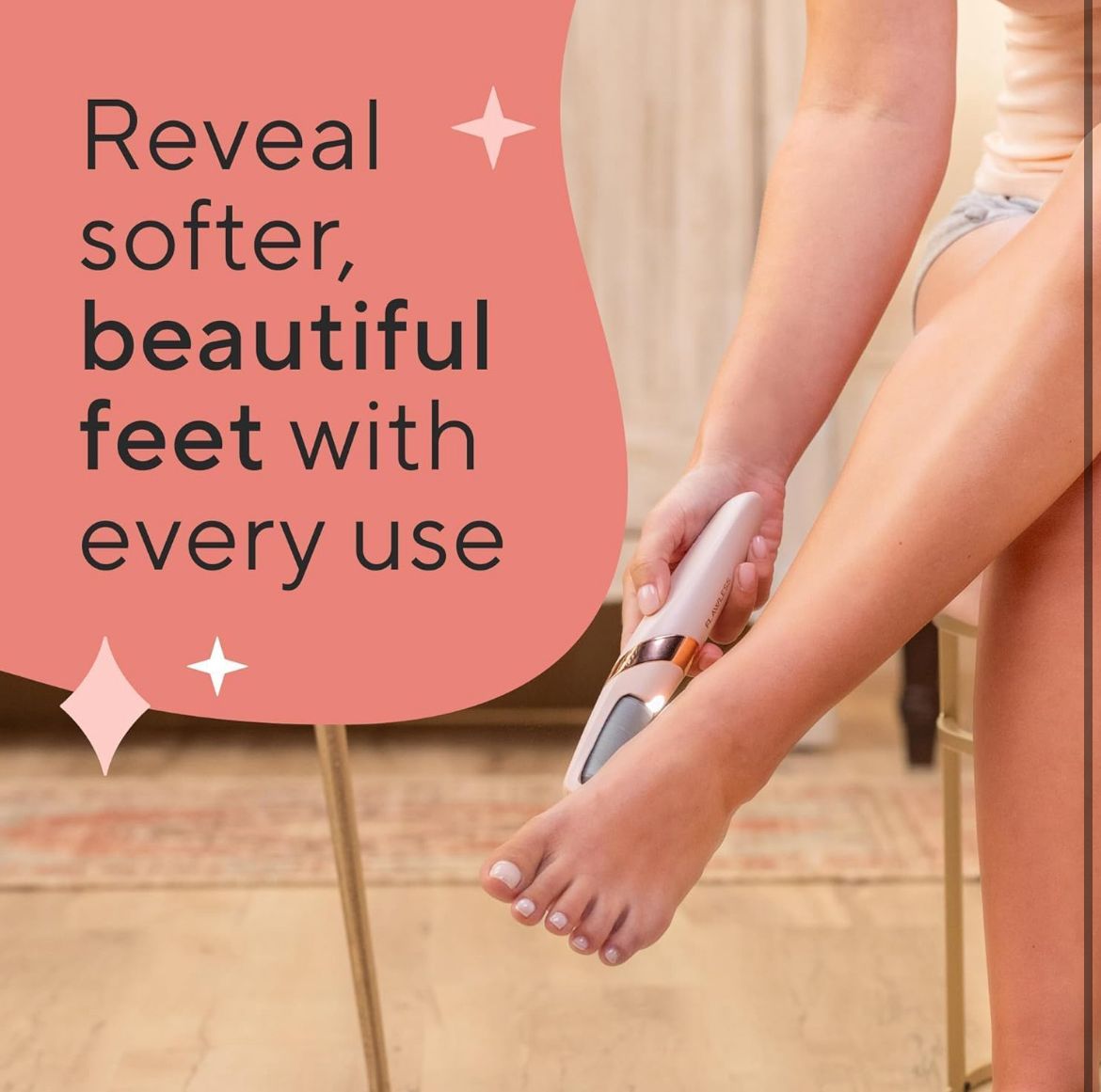 Rechargeable Electronic Pedicure Tool – Dual Speed Callus Remover with 2 Roller Heads & USB Charger (Pink & Rose Gold)