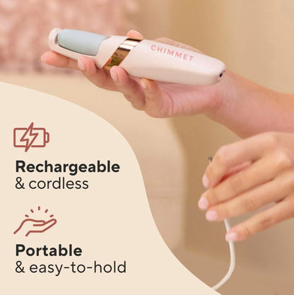 Rechargeable Electronic Pedicure Tool – Dual Speed Callus Remover with 2 Roller Heads & USB Charger (Pink & Rose Gold)