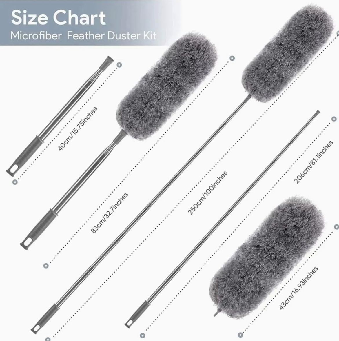 Extendable Microfiber Duster with Bendable Head – Telescopic Dust Cleaner for Ceiling Fans & High Areas