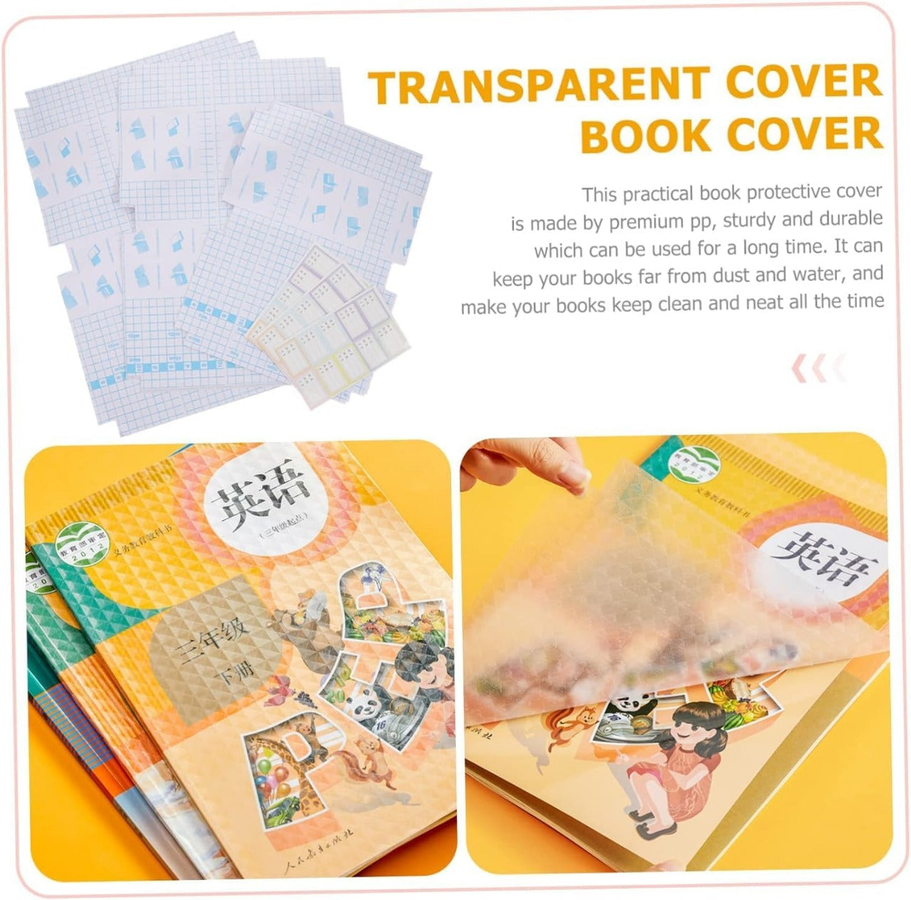 Self-Adhesive Book Cover Film [30 Pcs- 3 Different Sizes - 10 Each] Transparent Paper Sticker Book Covers Protective Case for School Craft & Office Textbooks
