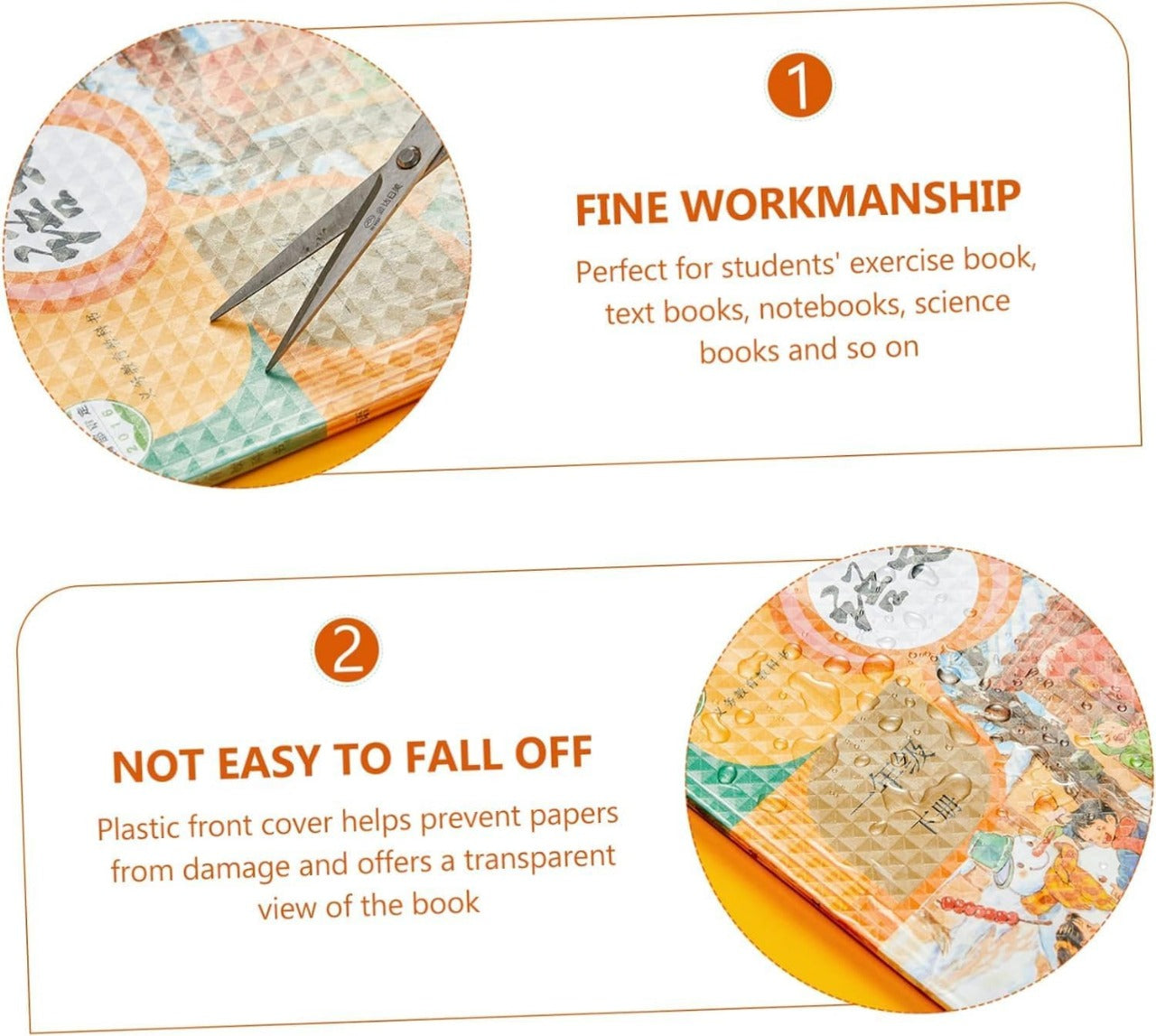 Self-Adhesive Book Cover Film [30 Pcs- 3 Different Sizes - 10 Each] Transparent Paper Sticker Book Covers Protective Case for School Craft & Office Textbooks