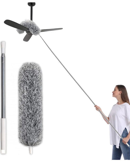 Extendable Microfiber Duster with Bendable Head – Telescopic Dust Cleaner for Ceiling Fans & High Areas